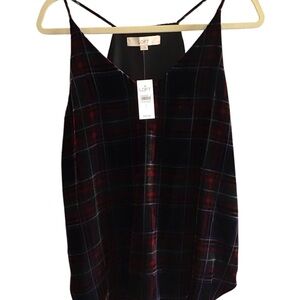 LOFT Women's Black Plaid Top